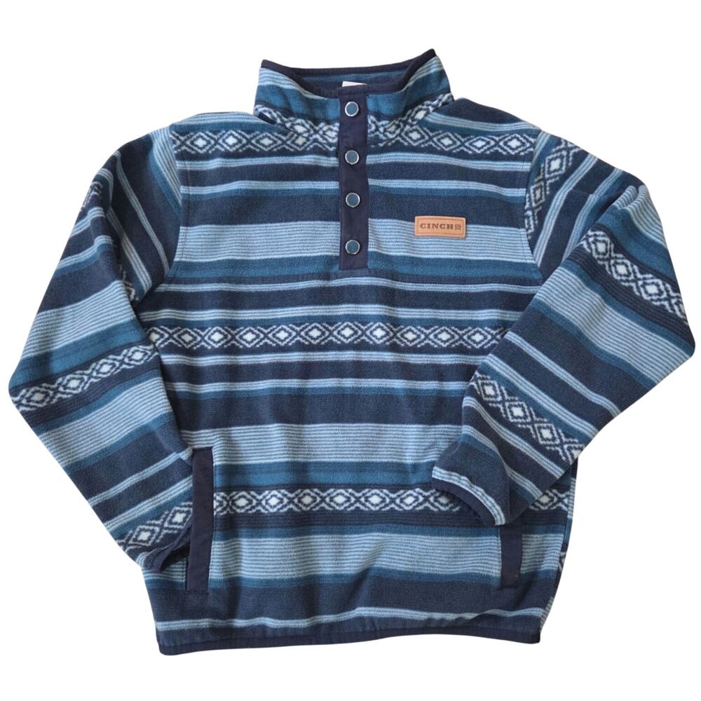CINCH fleece 1/4 snap pullover sweater size medium boys western aztec